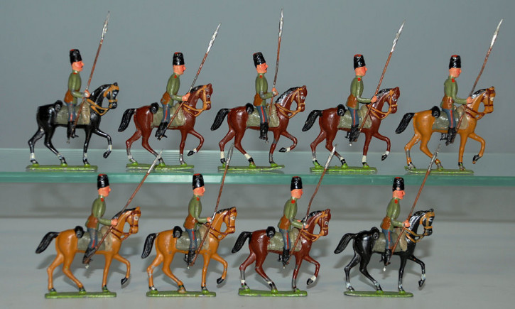 Zinnfiguren * 9 x Russische Lanzenreiter * Georg Heyde um 1900