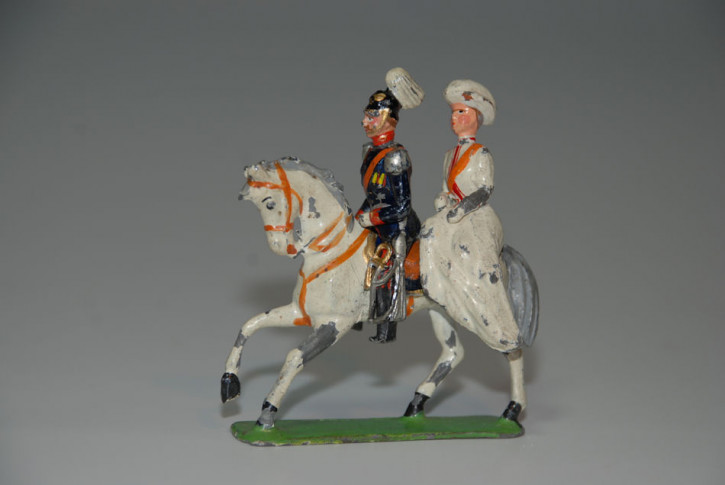 antike Zinnfigur Kaiser & Kaiserin zu Pferd * G. Heyde um 1900