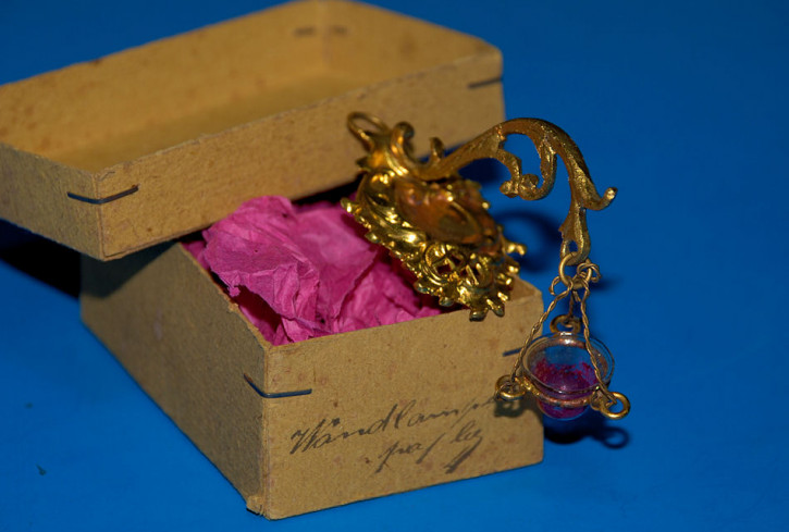 Puppenstuben Goldblech Wand Öllampe * Erhard & Söhne 1880