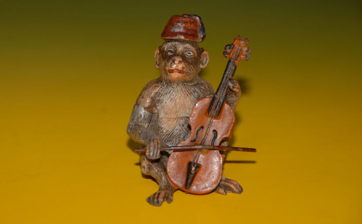 Georg Heyde Zinnfigur * Affe mit Türkenhut & Violine * 1890