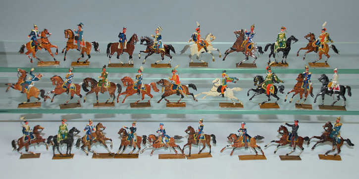 26 antike Zinnfiguren * Preuß. Offiziere zu Pferd * vor 1900