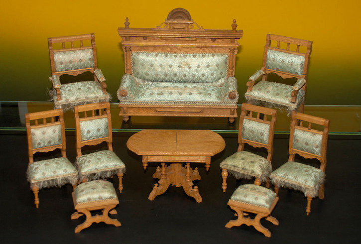 antike Puppenstuben Salon Möbel * 10 Teile * um 1880-1890