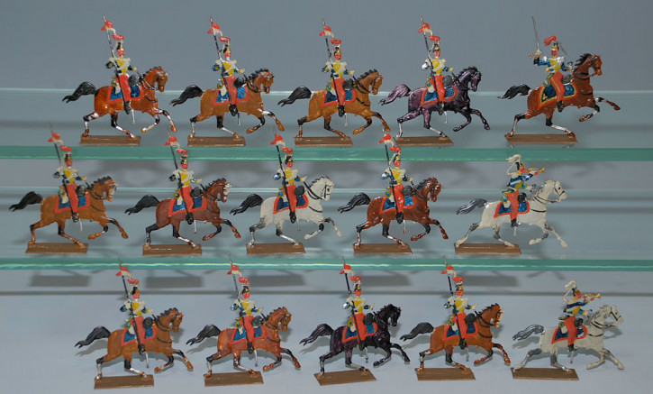 15 antique tin figures french cavalry with Lance * in front of 1