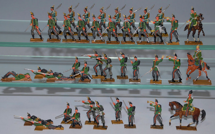 43 antike Zinnfiguren * Jäger Infanterie im Kampf * vor 1900