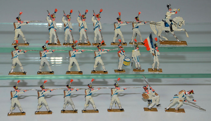 22 antike Zinnfiguren Franzosen napoleonische Truppen um 1880