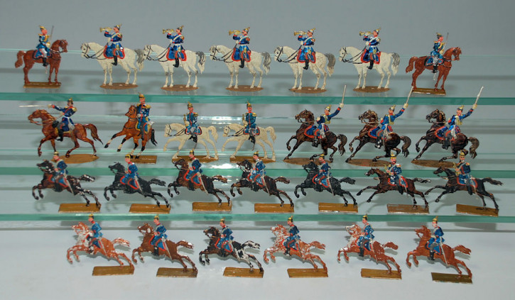 27 antike Zinnfiguren * preuss. Kavallerie * um 1880-1890