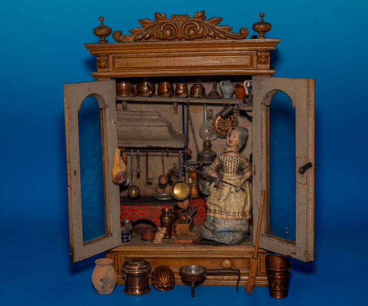 ancient chimney for a doll's kitchen in a play cabinet * height 20.5 inch * around 1850/60