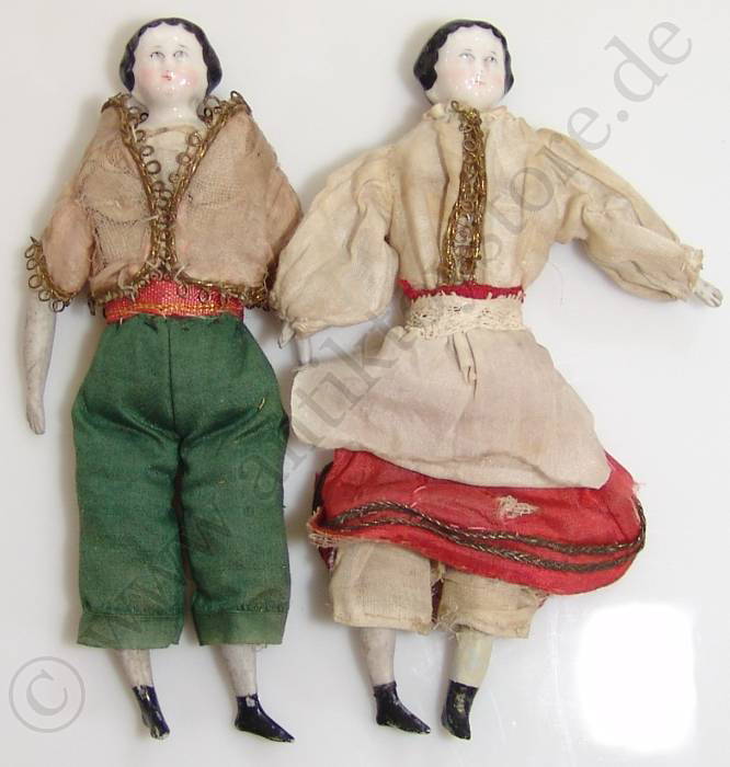Antique 1840s-50s Doll House Mache Head Wood Body Doll AO - Ruby Lane