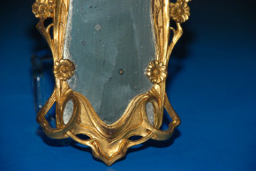 Erhard & Söhne großer Jugendstil Spiegel mit Frauenkopf um 1900-