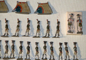 antique Biedermeier armed forces scene 48 tin figures * at 1800