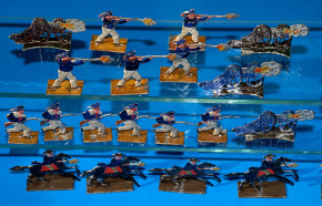 antique rare tin figures navy colonial scene * 34 part