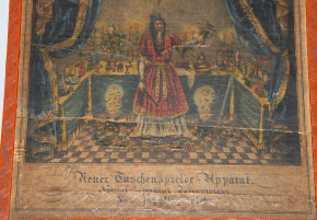 antiker Zauberkasten "Neuer Taschenspieler Apparat" um 1850