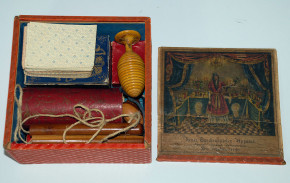 antiker Zauberkasten "Neuer Taschenspieler Apparat" um 1850