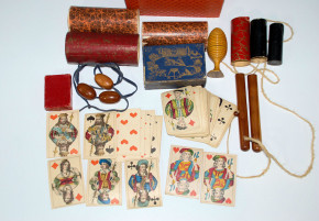 antiker Zauberkasten "Neuer Taschenspieler Apparat" um 1850