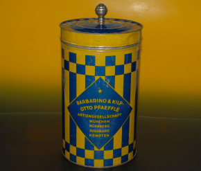 antike gr. Kaffeedose * Merke Marke Mann im Monde * um 1910