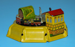 antikes Penny Toy Tisch Eisenbahnspiel Uhrwerk Litho. 20er J.