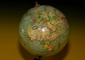 antique children globe with compass * the earth * at 1900-1910