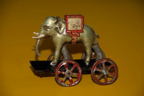 antikes Penny Toy von Meier Elefant mit Korb * selten um 1900