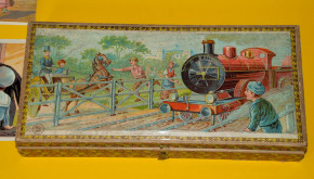 seltenes Holzpuzzle * Die Eisenbahn * um 1900-1910