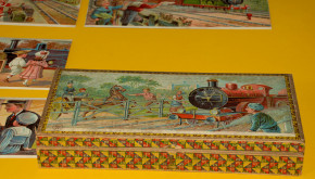 seltenes Holzpuzzle * Die Eisenbahn * um 1900-1910