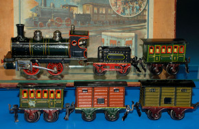 MÄRKLIN uralt Eisenbahn - Geschenkpackung Sp 0 um 1905-1910