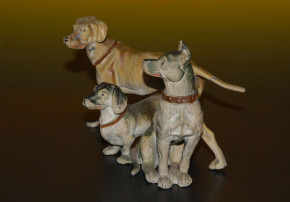 antike Georg Heyde * große Jagdhundegruppe * um 1900