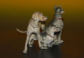 antike Georg Heyde * große Jagdhundegruppe * um 1900