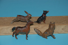 4 Miniatur Zinn Tiere * Georg Heyde Dresden um 1900