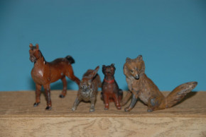 4 Miniatur Zinn Tiere * Georg Heyde Dresden um 1900