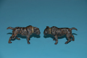 2 Miniatur Zinn Hunde * Boxer * Georg Heyde Dresden um 1900