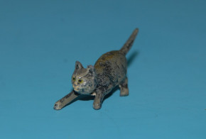 Miniatur Zinn Katze für die Puppenstube * G. Heyde um 1900