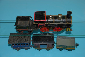 Märklin uralt Zug 1021 RNN & 3 Eisenbahnwagen * Sp 1 * 1900