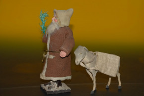 antike Weihnachtsmann Candybox & Esel aus Pappmaché * 1900