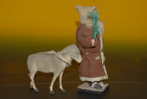 antike Weihnachtsmann Candybox & Esel aus Pappmaché * 1900