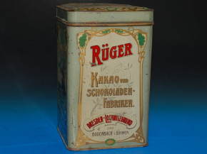 antike Blechdose * Rüger Kakao Schokoladen Dose * um 1910