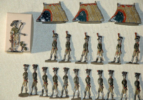 antike Biedermeier Militär Szene * 48 Zinnfiguren * um 1800