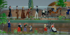 antique Biedermeier period tin figures scene 62 part at 1860-80