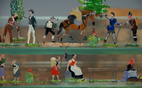 antique Biedermeier period tin figures scene 62 part at 1860-80