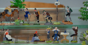 antique Biedermeier period tin figures scene 62 part at 1860-80