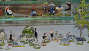 antique Biedermeier period tin figures scene 62 part at 1860-80