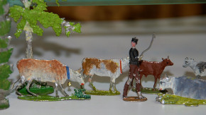 antique Biedermeier period tin figures scene 62 part at 1860-80