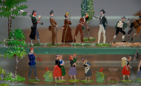 antique Biedermeier period tin figures scene 62 part at 1860-80