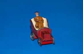 Erzgebirge Miniature Vehicle red oldtimer w. lady * Seiffen 1910