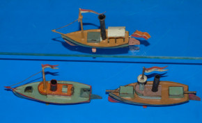 3 antique one metal steam sailing ships * at 1870-1880