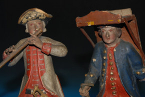 2 barocke Großfiguren * Soldat & Straßenhändler * um 1780-1790