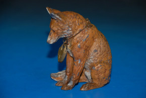 antique money box metal cast * sedentary fox * Heyde at 1900