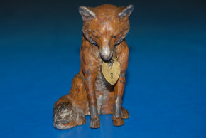 antique money box metal cast * sedentary fox * Heyde at 1900