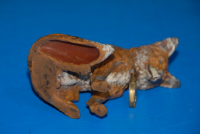 antique money box metal cast * sedentary fox * Heyde at 1900