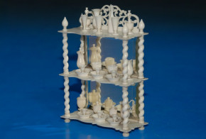 antique great ivory doll house display case shelf * at 1860