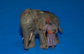 antike Georg Heyde Zinnfigur * Beduine mit Elefant * um 1900
